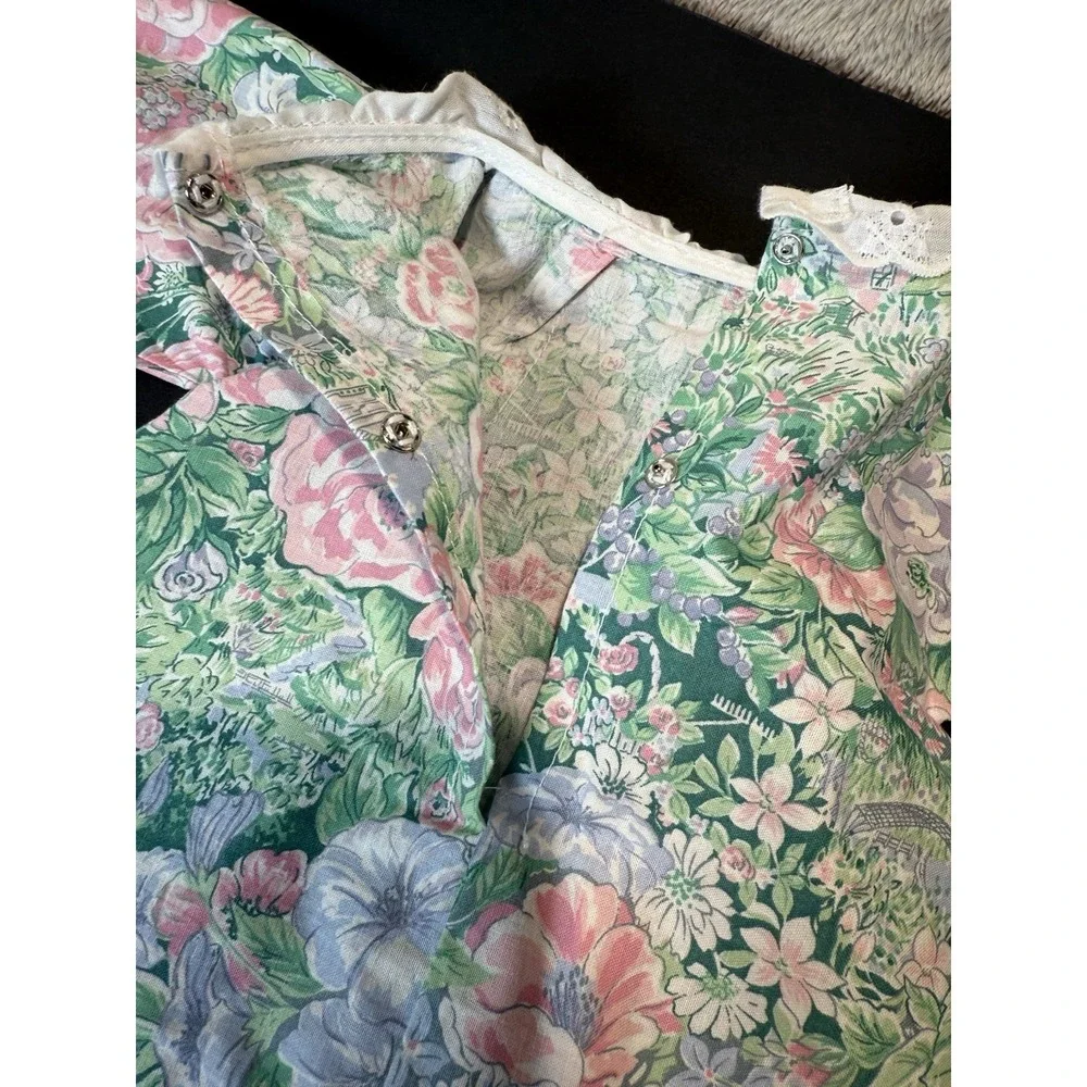 Baby Girl‎ Dress Green Pink Floral Flowers for Small Medium  Baby  Doll Cottage